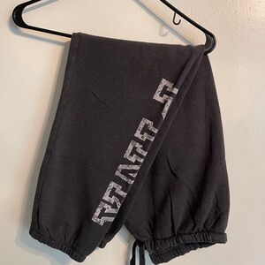 PINK Victoria's Secret charcoal grey joggers with White Logo